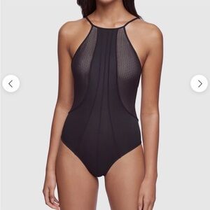 KIKI DE MONTPARNASSE  Black Mesh Panel Bodysuit Large NEW